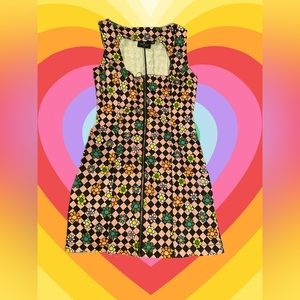 Lazy Oaf Pink Checkered Flower Dress